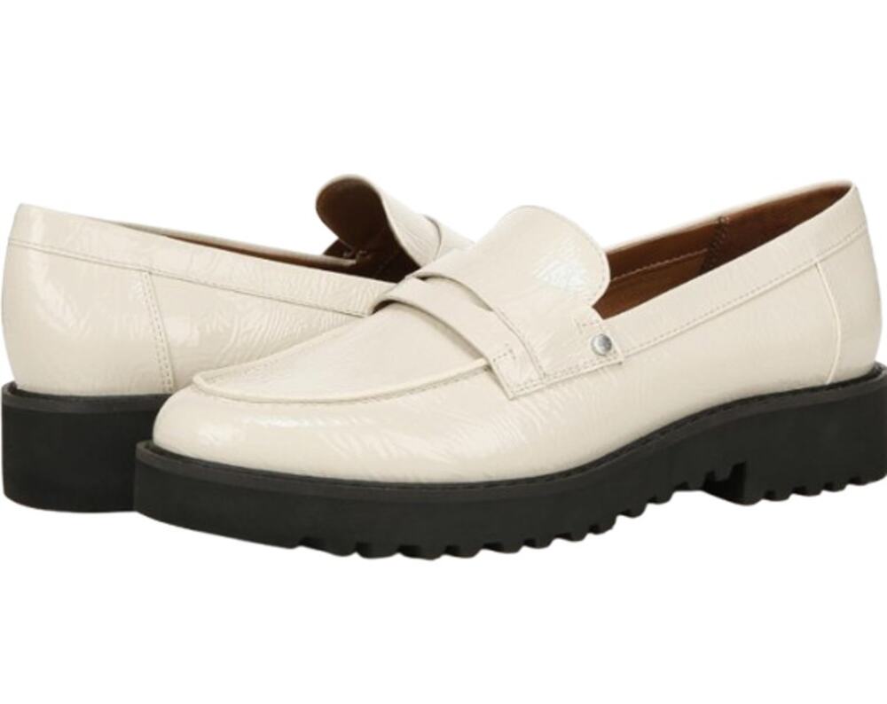 Franco Sarto Womens Cassandra Loafers Size 7.5 Cream Vegan Patent Leather NIB